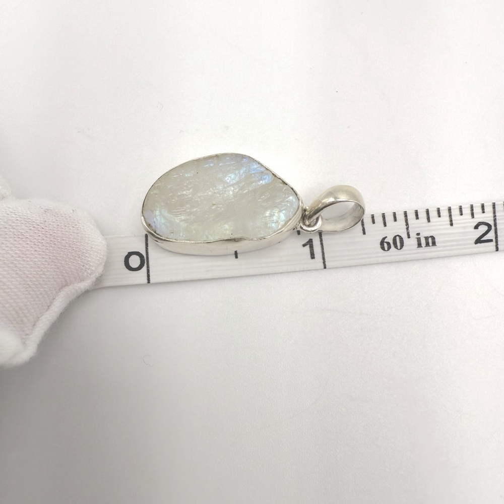 Rainbow Moonstone Rough .925 Sterling Silver Pendant - Picture 14 of 16